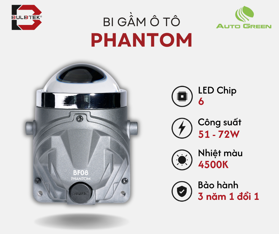 BI GẦM Ô TÔ 3.0 PHANTOM BULBTEK