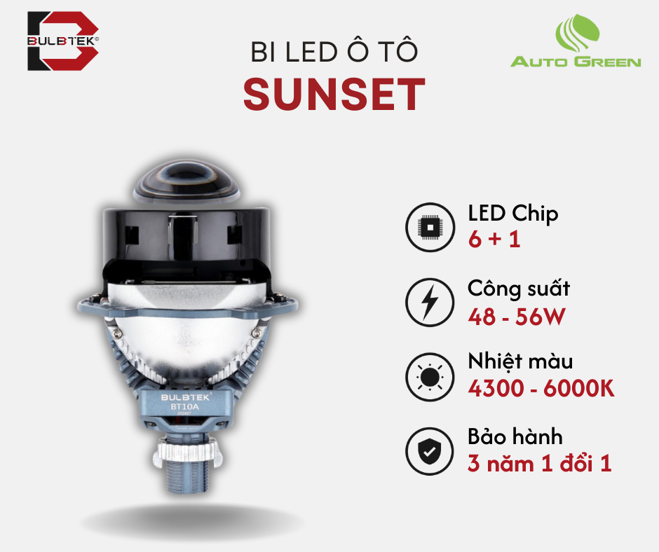 BI LED Ô TÔ SUNSET BULBTEK